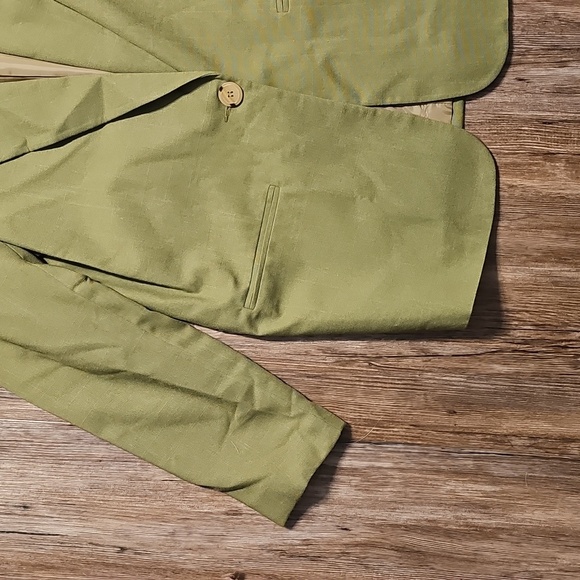 Womens Requirements Chartreuse Linen Blazer Sz 10 - Picture 4 of 8